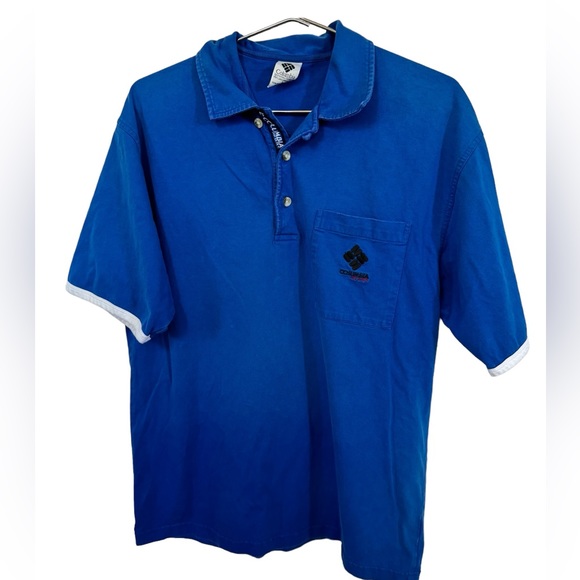 Columbia Other - Vintage Retro Columbia Sport Cotton 90s Blue & White Polo Shirt MINTY